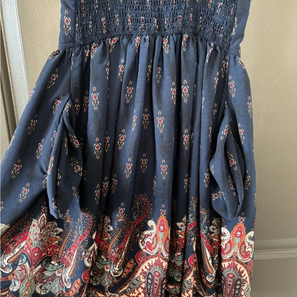 Anthropologie Band of Gypsies Mini Boho Bustier Corset Blue Paisley Dress size S - Picture 5 of 7